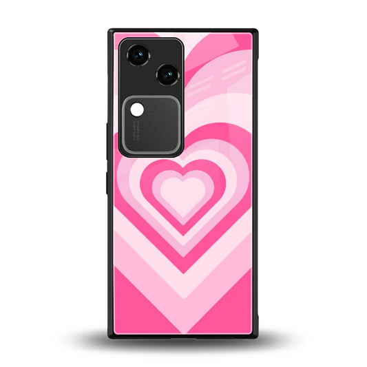 Y2K Flamingo Hearts back phone cover | glass case for vivo v30