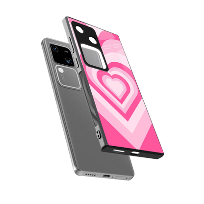 Y2K Flamingo Hearts sleek vivo v30 cover with tempered glass back and TPU edges