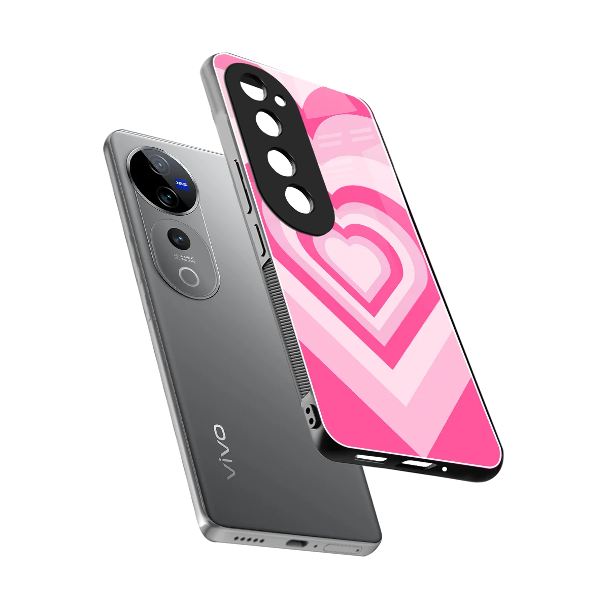 Y2K Flamingo Hearts sleek vivo v40 pro cover with tempered glass back and TPU edges