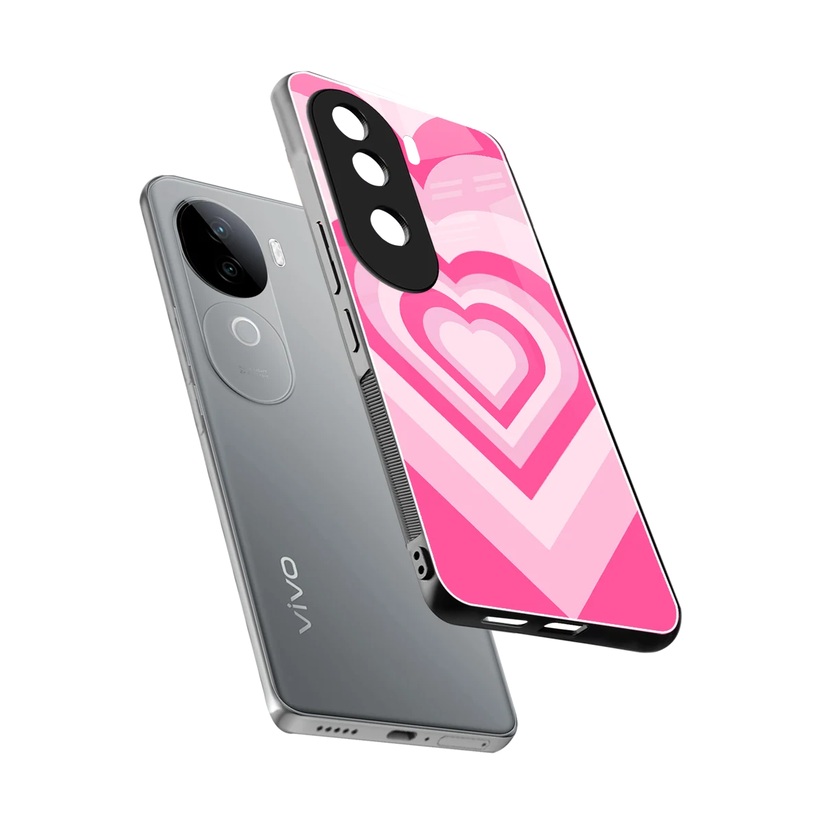 Y2K Flamingo Hearts sleek vivo v40e cover with tempered glass back and TPU edges