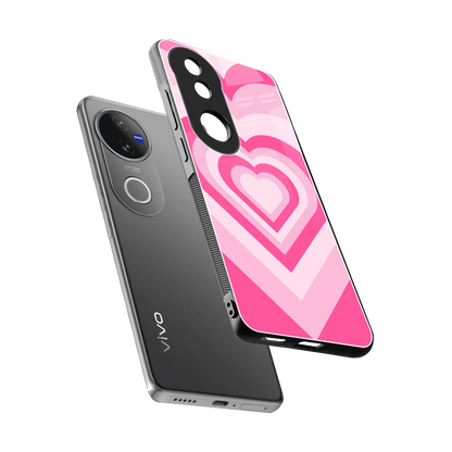 Y2K Flamingo Hearts sleek vivo v50 cover with tempered glass back and TPU edges
