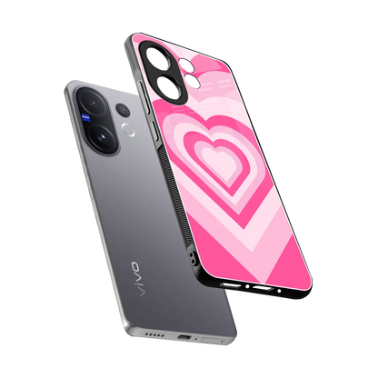 Y2K Flamingo Hearts sleek vivo v60 cover with tempered glass back and TPU edges
