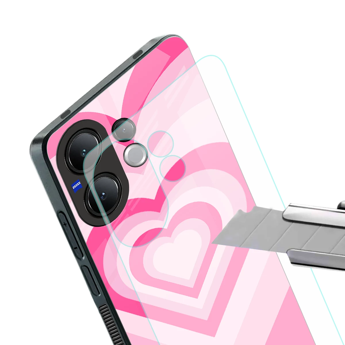 Y2K Flamingo Hearts stylish phone case for vivo v60 | glossy glass and slim fit