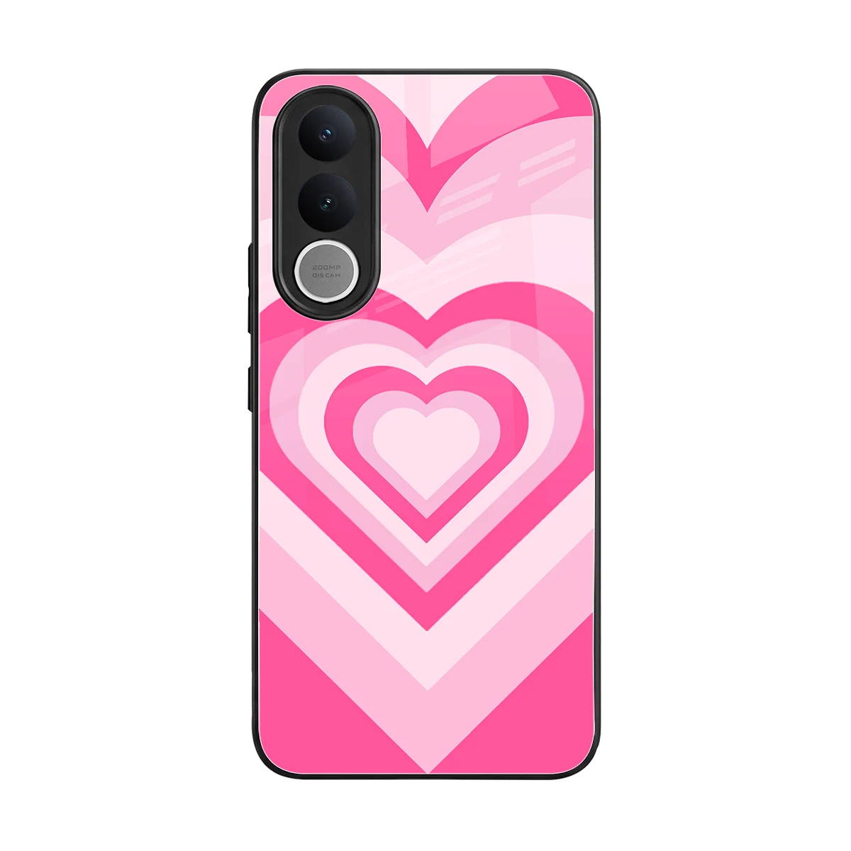 Y2K Flamingo Hearts back phone cover | glass case for vivo v70 fe