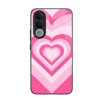 Y2K Flamingo Hearts back phone cover | glass case for vivo v70 fe