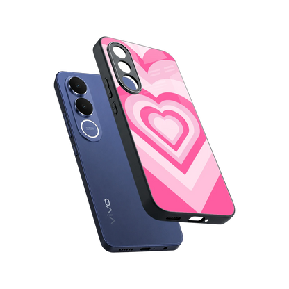 Y2K Flamingo Hearts sleek vivo v70 fe cover with tempered glass back and TPU edges