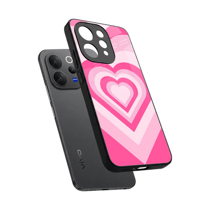 Y2K Flamingo Hearts sleek vivo v70 cover with tempered glass back and TPU edges