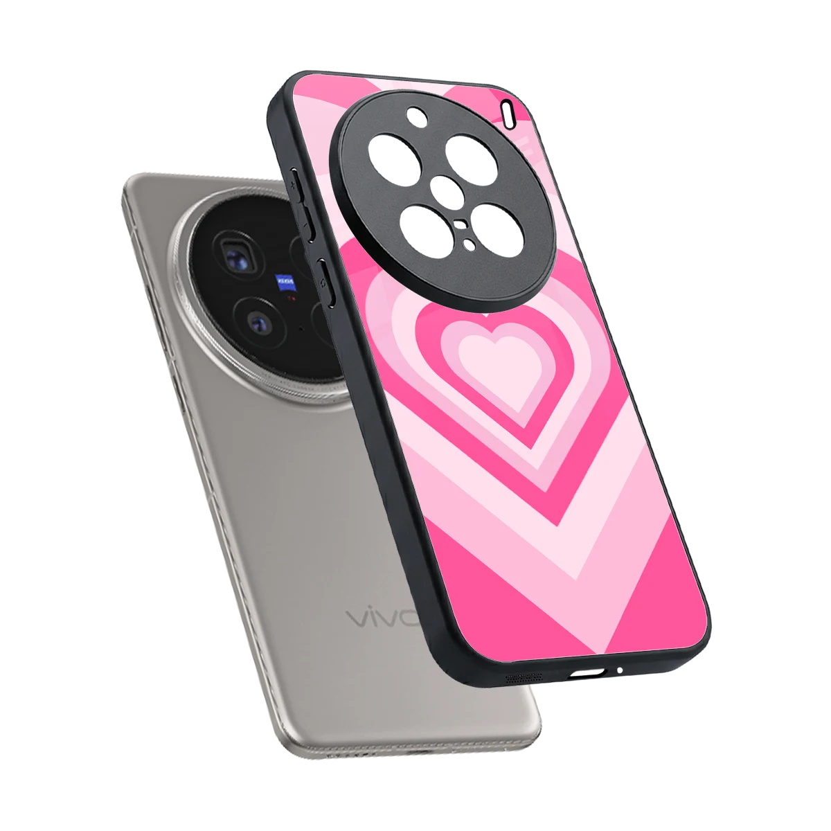 Y2K Flamingo Hearts sleek vivo x200 pro cover with tempered glass back and TPU edges
