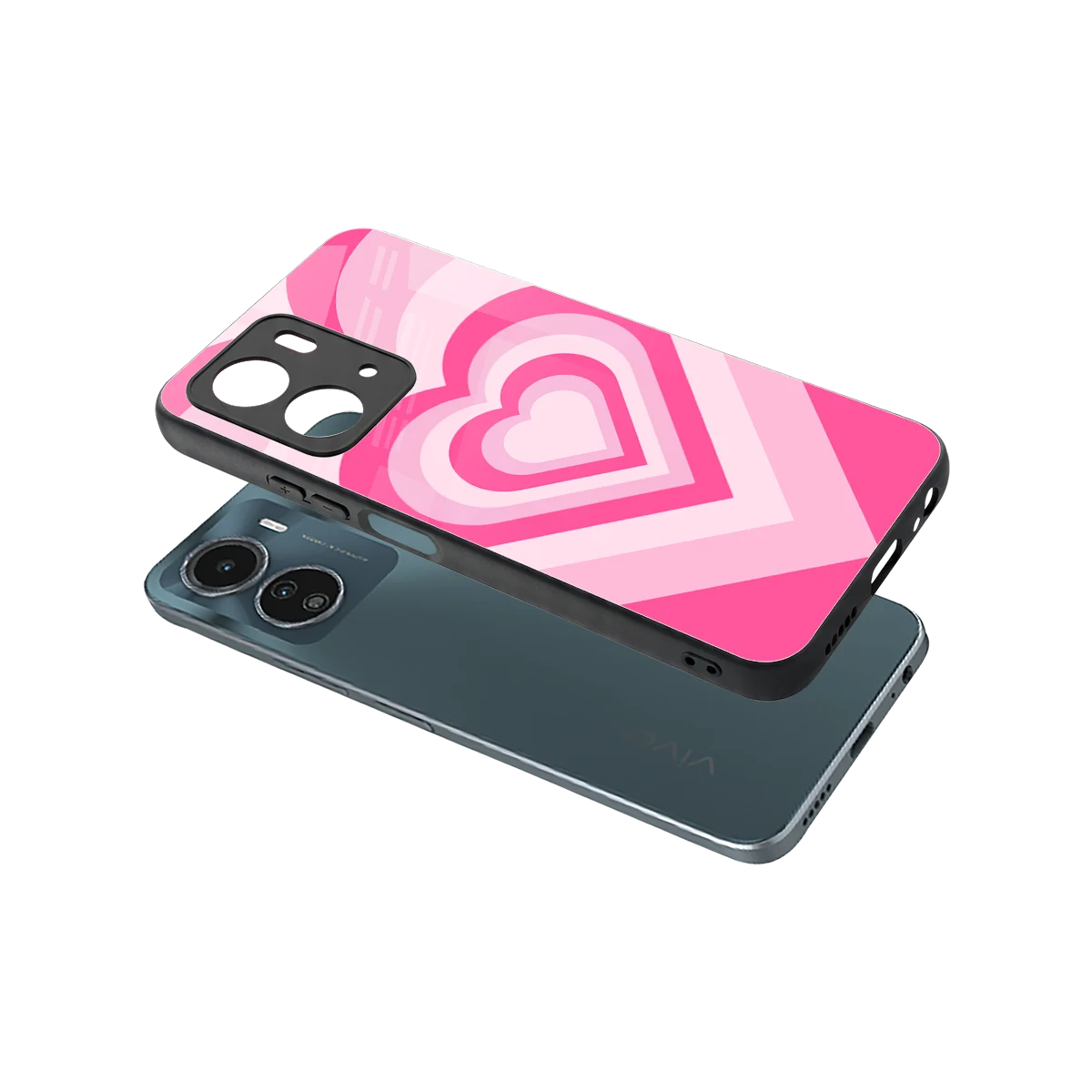 Y2K Flamingo Hearts sleek vivo y16 cover with tempered glass back and TPU edges