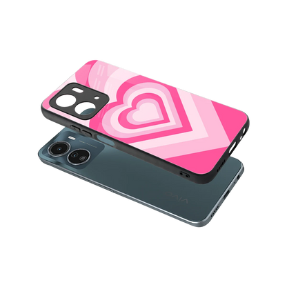 Y2K Flamingo Hearts sleek vivo y16 cover with tempered glass back and TPU edges