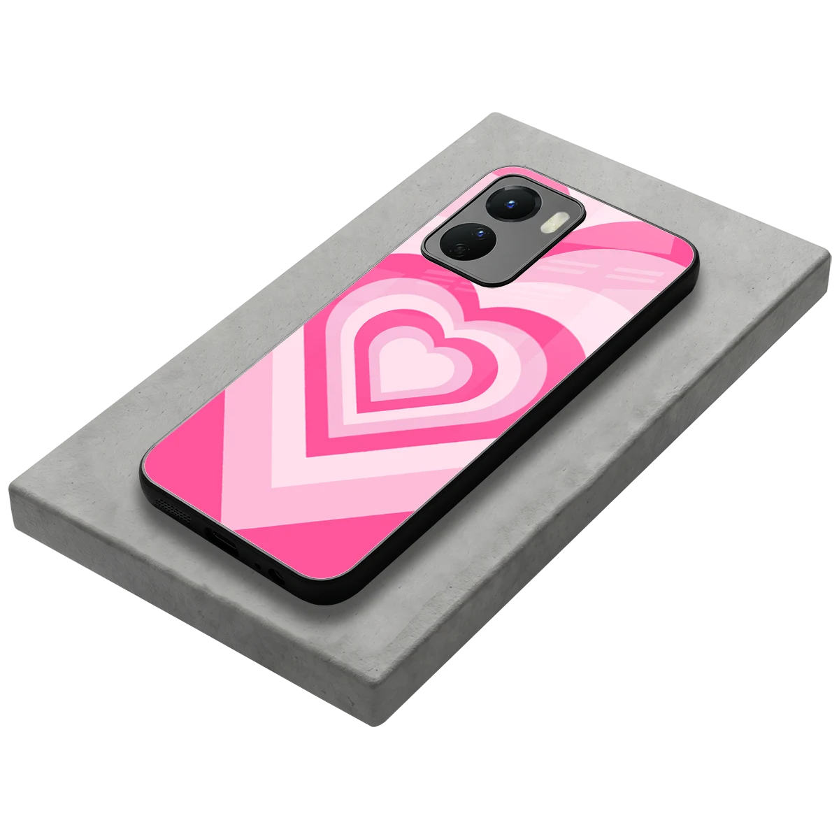 Y2K Flamingo Hearts stylish phone case for vivo y16 | glossy glass and slim fit