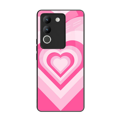 Y2K Flamingo Hearts back phone cover | glass case for vivo y200 5g