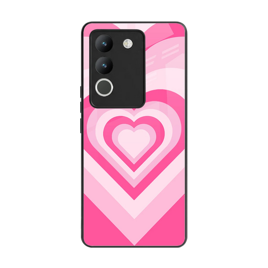 Y2K Flamingo Hearts back phone cover | glass case for vivo y200 5g