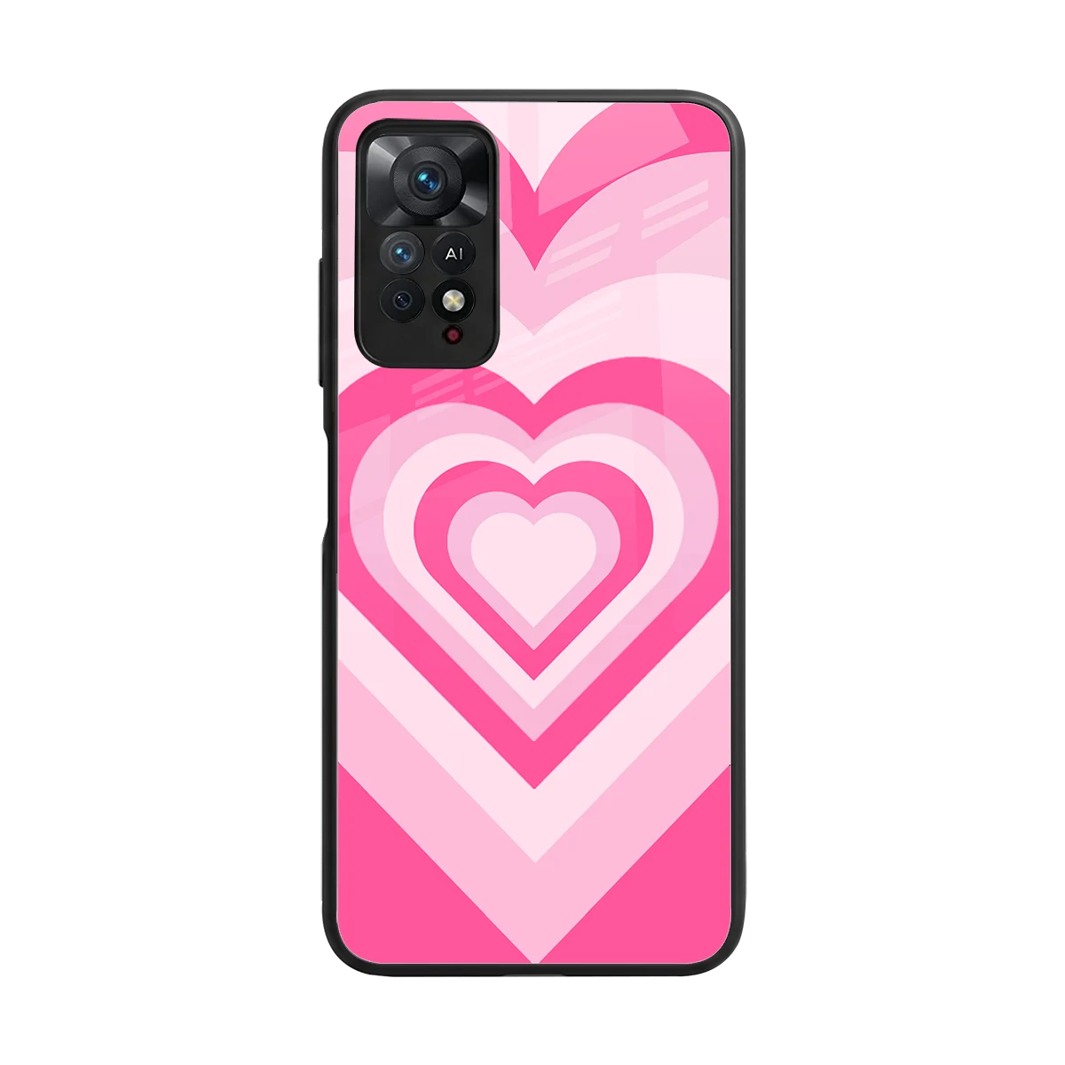 Y2K Flamingo Hearts back phone cover | glass case for redmi note 11 pro