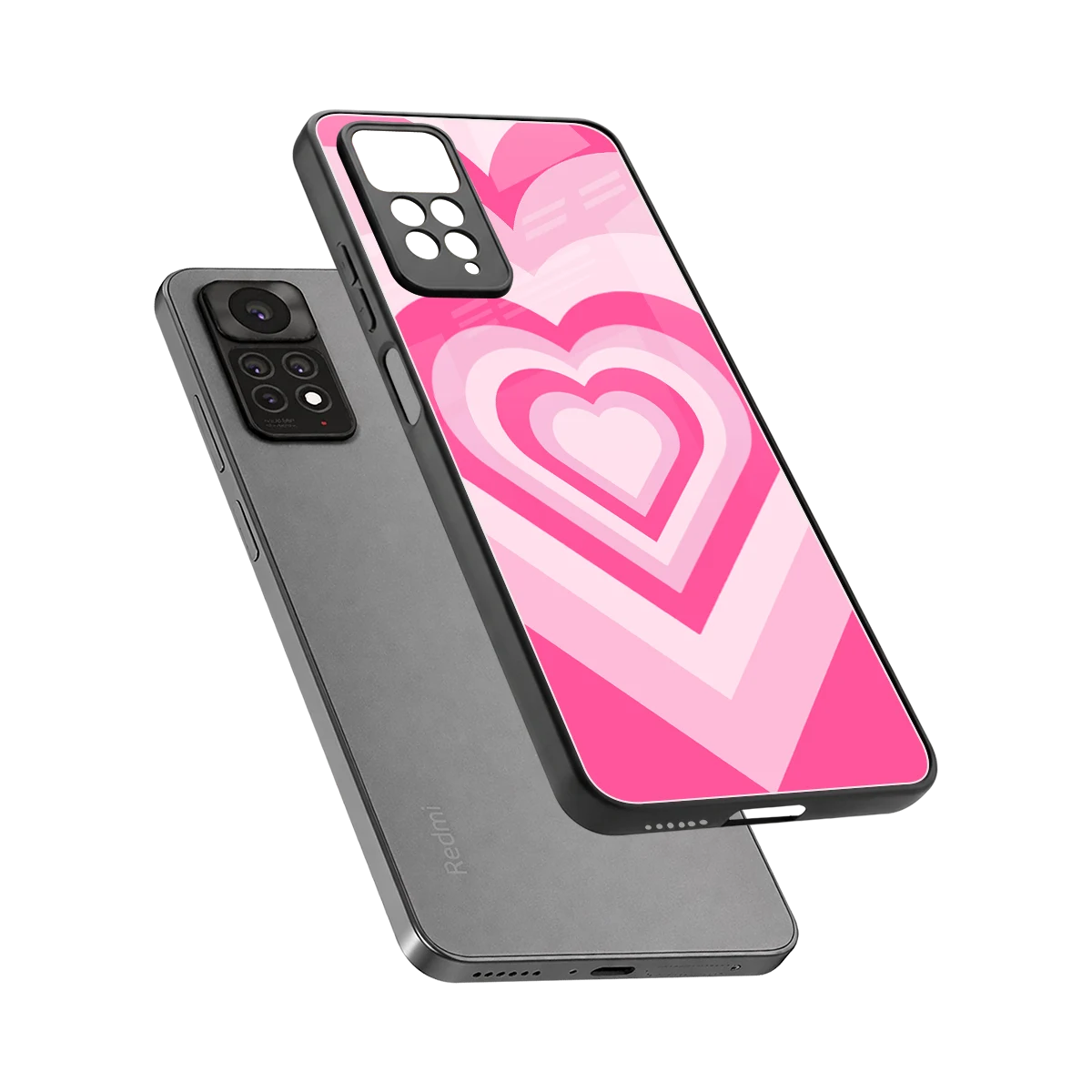 Y2K Flamingo Hearts sleek redmi note 11 pro cover with tempered glass back and TPU edges