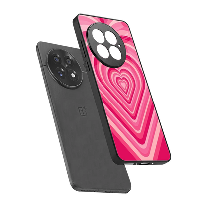 Y2K French Pink Hearts sleek oneplus 13 cover with tempered glass back and TPU edges