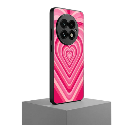 Y2K French Pink Hearts oneplus 13 mobile cover | shockproof glass phone case