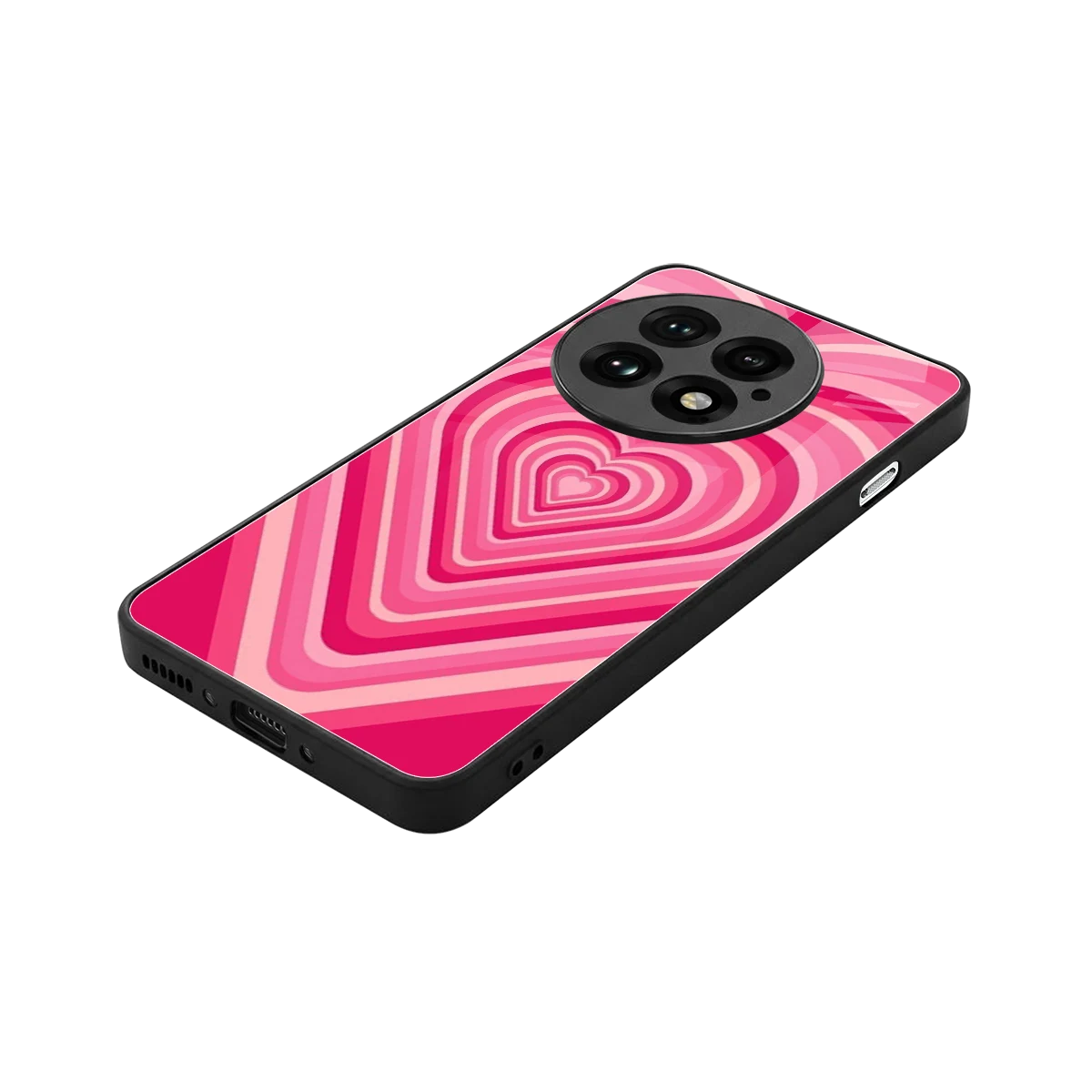 Y2K French Pink Hearts stylish phone case for oneplus 13 | glossy glass and slim fit
