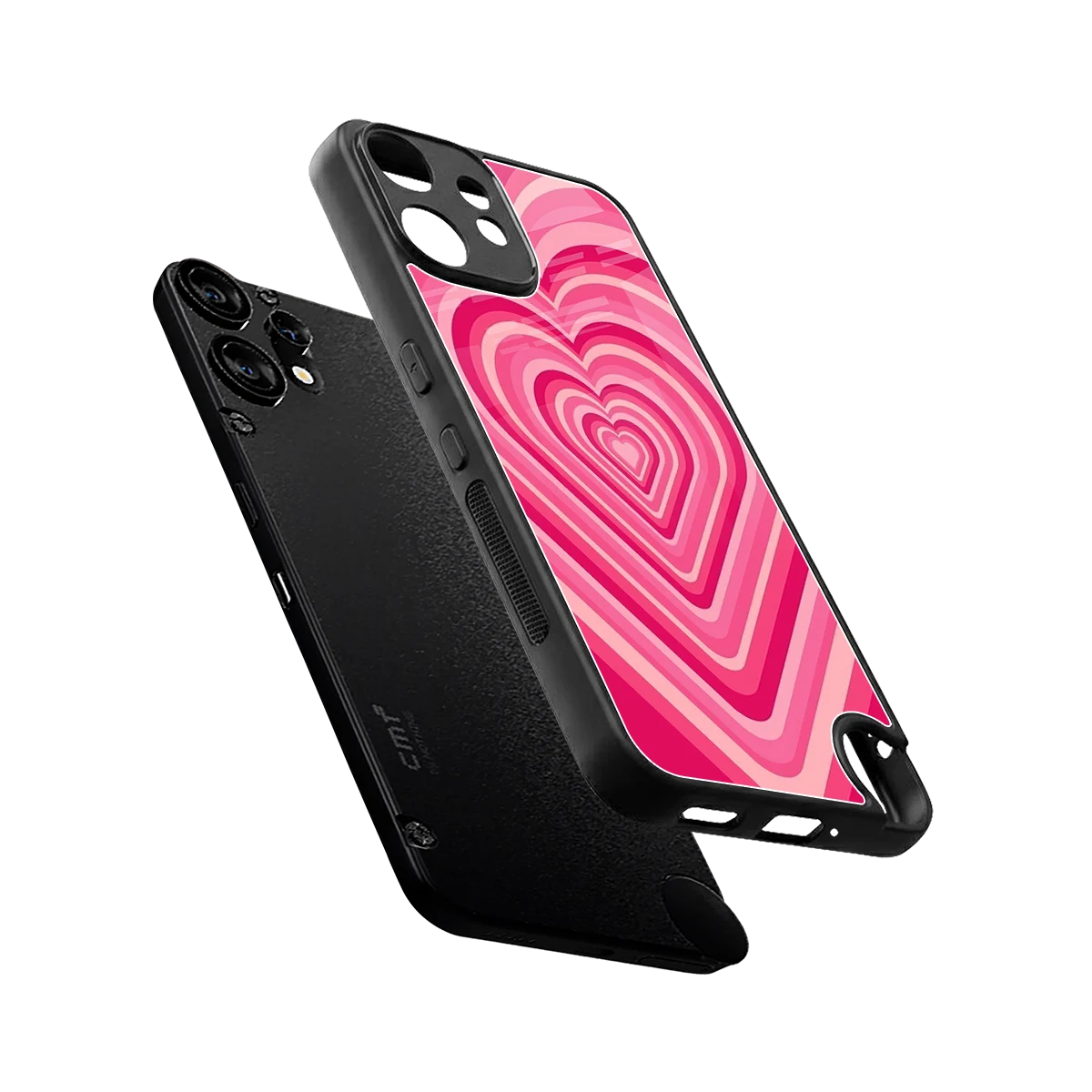 Y2K French Pink Hearts sleek cmf nothing phone 2 pro cover with tempered glass back and TPU edges