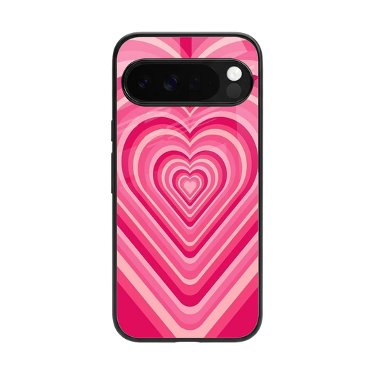 Y2K French Pink Hearts back phone cover | glass case for google pixel 10 pro xl