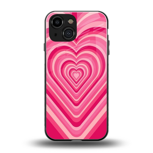 Y2K French Pink Hearts back phone cover | glass case for iphone 13 mini