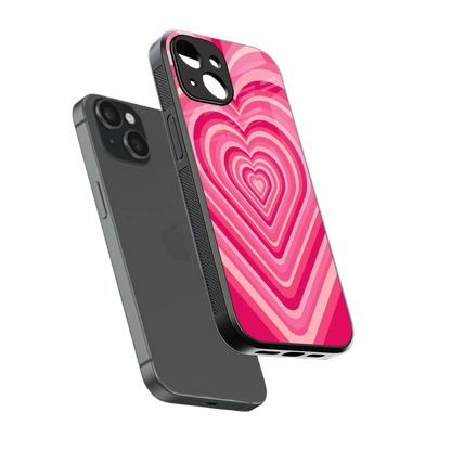 Y2K French Pink Hearts sleek iphone 13 cover with tempered glass back and TPU edges