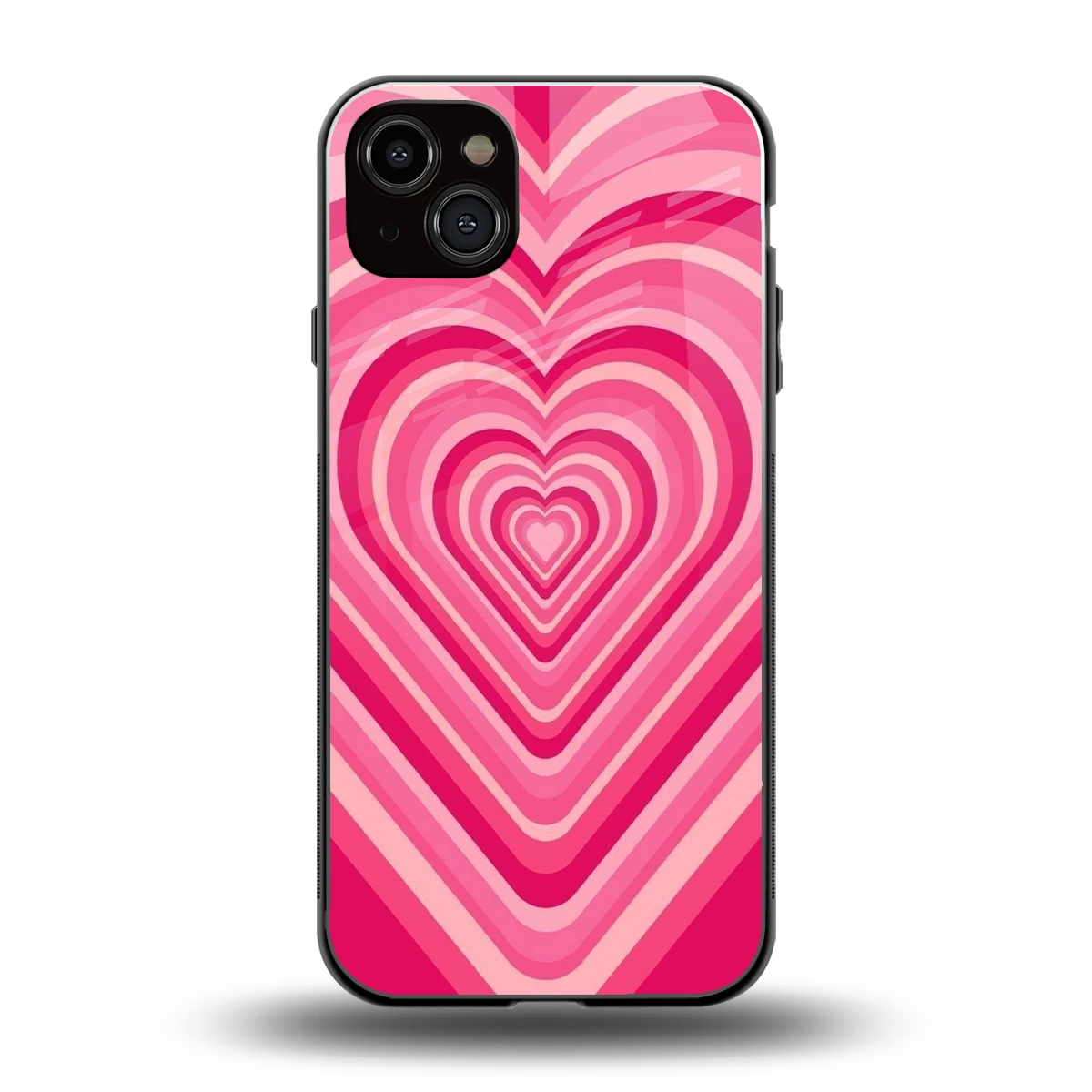 Y2K French Pink Hearts back phone cover | glass case for iphone 14 plus