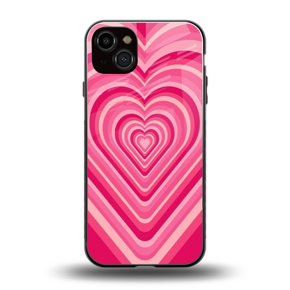 Y2K French Pink Hearts back phone cover | glass case for iphone 14 plus