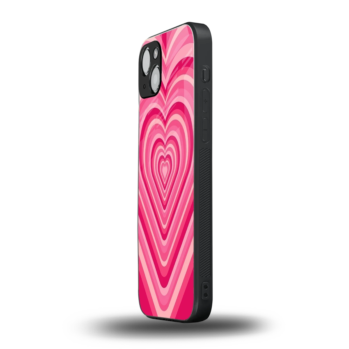 Y2K French Pink Hearts iphone 14 plus mobile cover | shockproof glass phone case