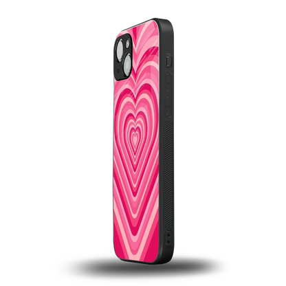 Y2K French Pink Hearts iphone 14 plus mobile cover | shockproof glass phone case