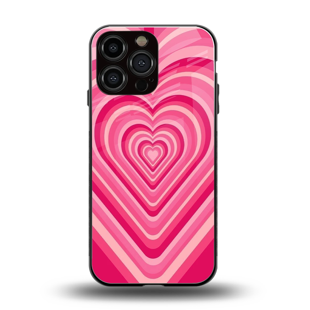 Y2K French Pink Hearts back phone cover | glass case for iphone 15 pro max