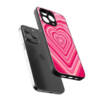 Y2K French Pink Hearts sleek iphone 15 pro max cover with tempered glass back and TPU edges