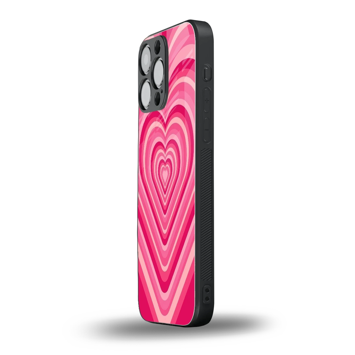 Y2K French Pink Hearts iphone 15 pro max mobile cover | shockproof glass phone case