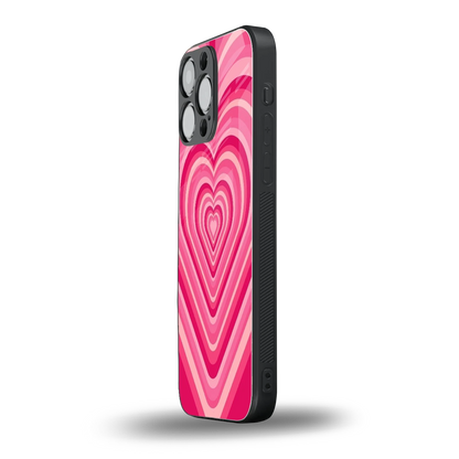 Y2K French Pink Hearts iphone 15 pro max mobile cover | shockproof glass phone case