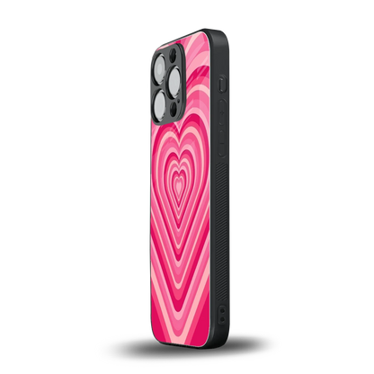 Y2K French Pink Hearts iphone 15 pro mobile cover | shockproof glass phone case
