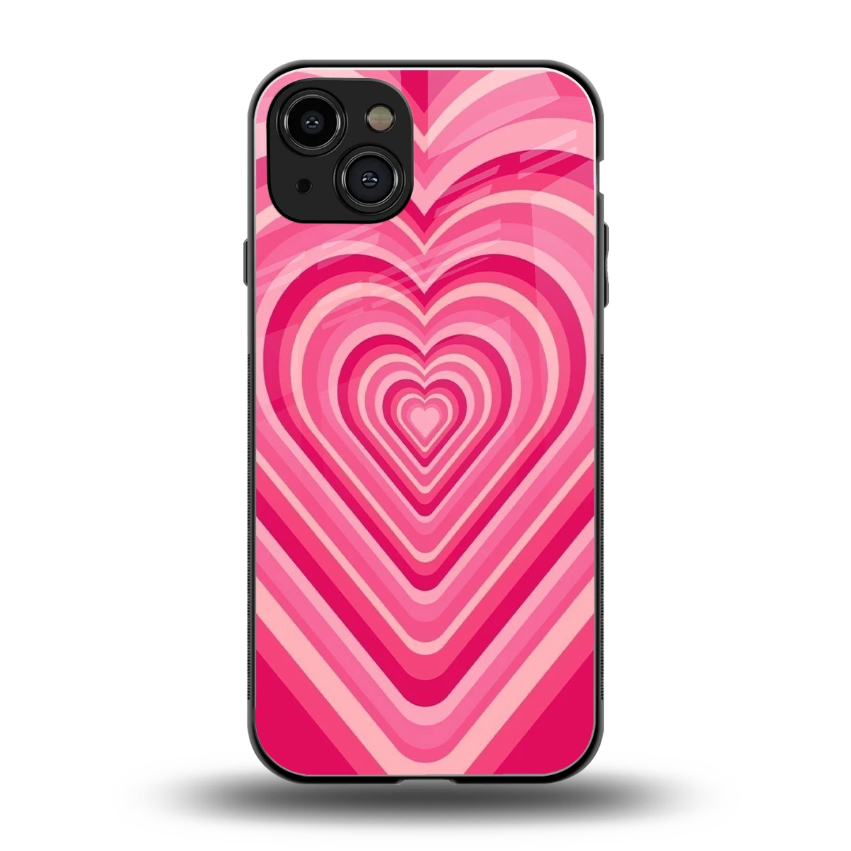 Y2K French Pink Hearts back phone cover | glass case for iphone 15