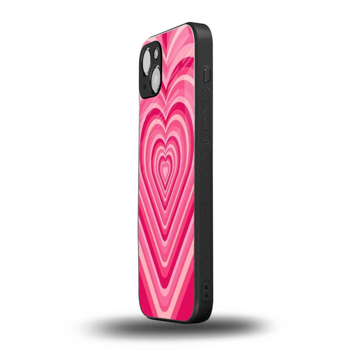 Y2K French Pink Hearts iphone 15 mobile cover | shockproof glass phone case