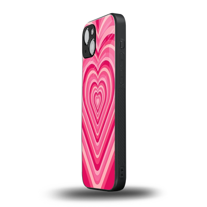 Y2K French Pink Hearts iphone 15 mobile cover | shockproof glass phone case