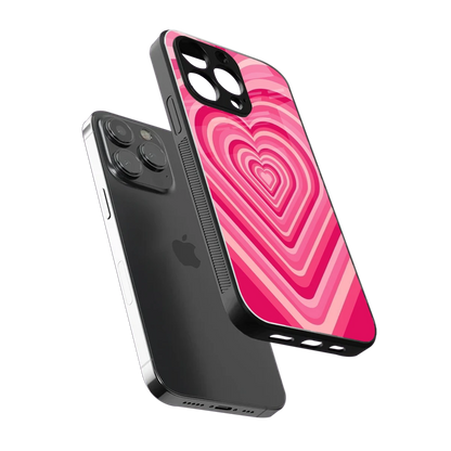Y2K French Pink Hearts sleek iphone 15 pro cover with tempered glass back and TPU edges