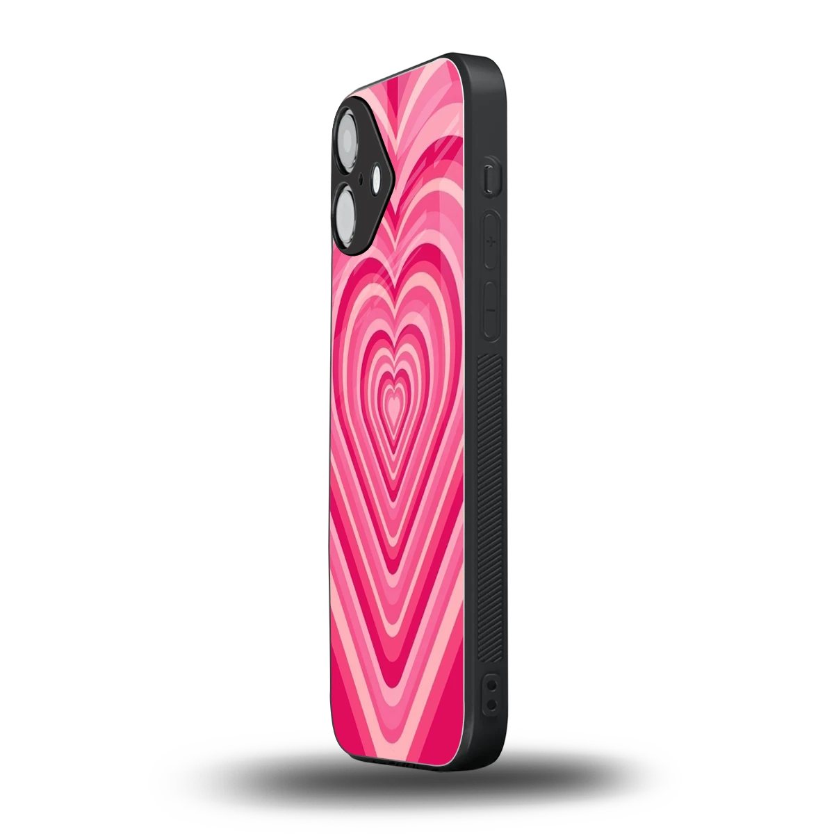 Y2K French Pink Hearts iphone 16 plus mobile cover | shockproof glass phone case