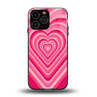 Y2K French Pink Hearts back phone cover | glass case for iphone 16 pro max