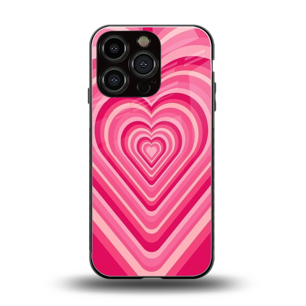 Y2K French Pink Hearts back phone cover | glass case for iphone 16 pro