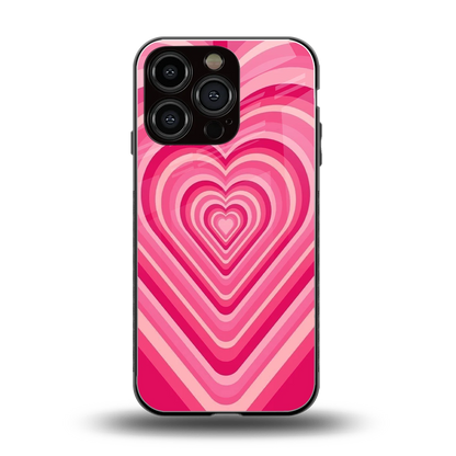 Y2K French Pink Hearts back phone cover | glass case for iphone 16 pro
