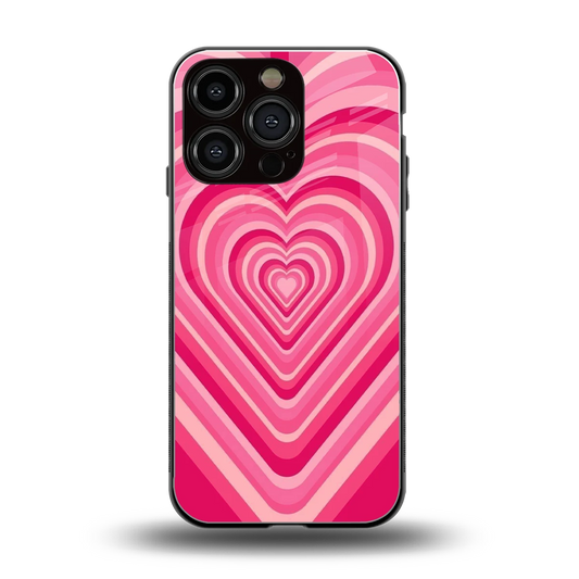 Y2K French Pink Hearts back phone cover | glass case for iphone 16 pro