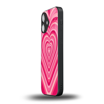 Y2K French Pink Hearts iPhone 16 mobile cover | shockproof glass phone case