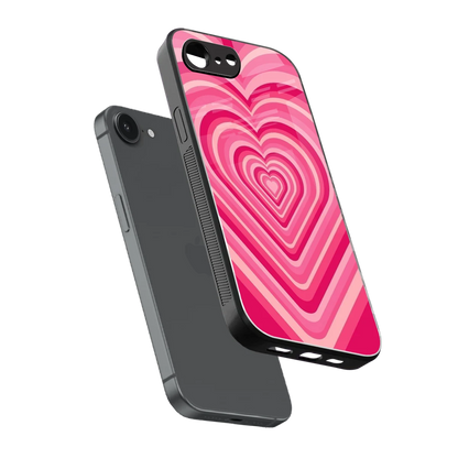Y2K French Pink Hearts sleek iphone 16e cover with tempered glass back and TPU edges