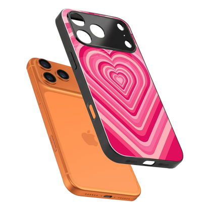 Y2K French Pink Hearts sleek iphone 17 pro cover with tempered glass back and TPU edges