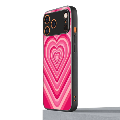 Y2K French Pink Hearts iphone 17 pro mobile cover | shockproof glass phone case