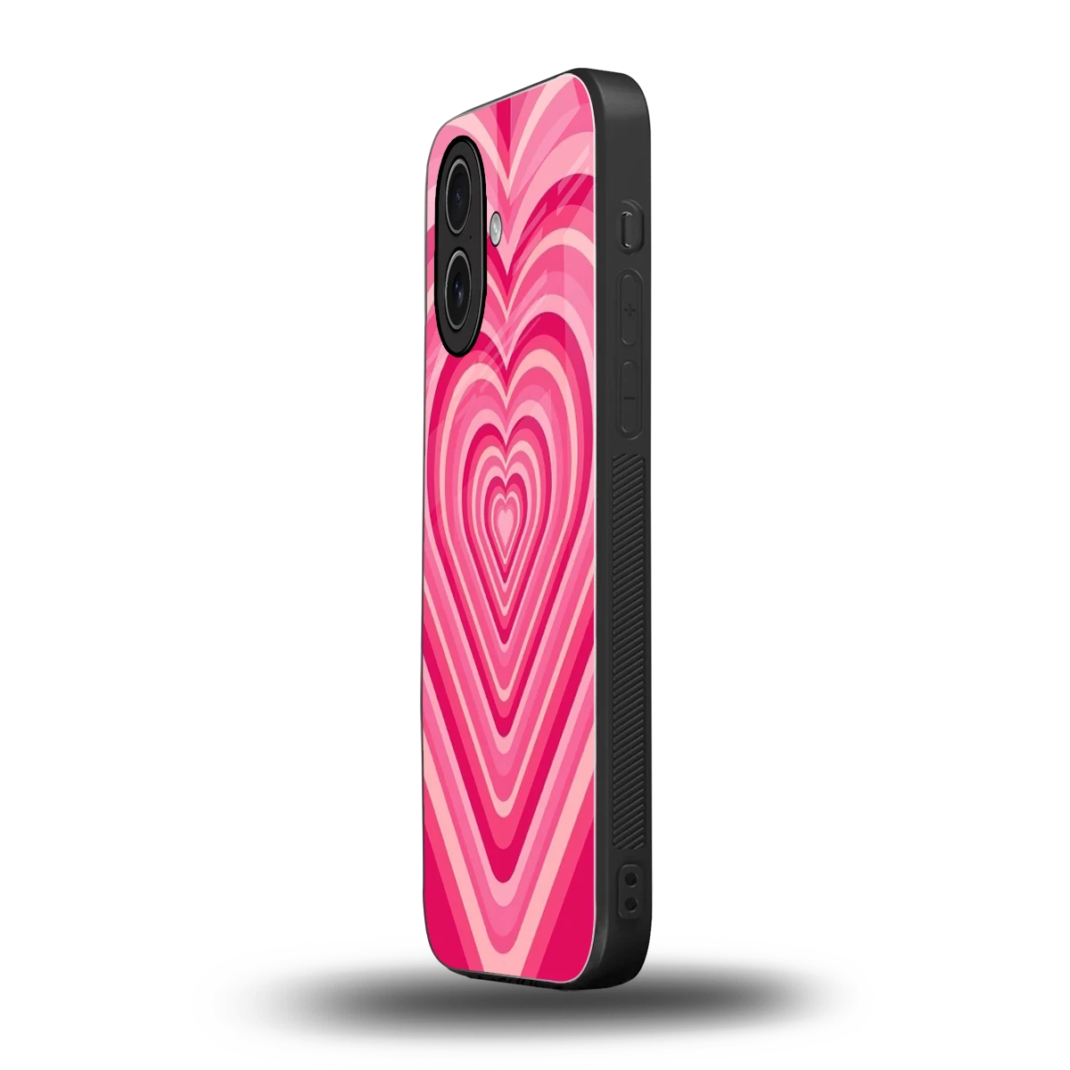 Y2K French Pink Hearts iphone 17 mobile cover | shockproof glass phone case