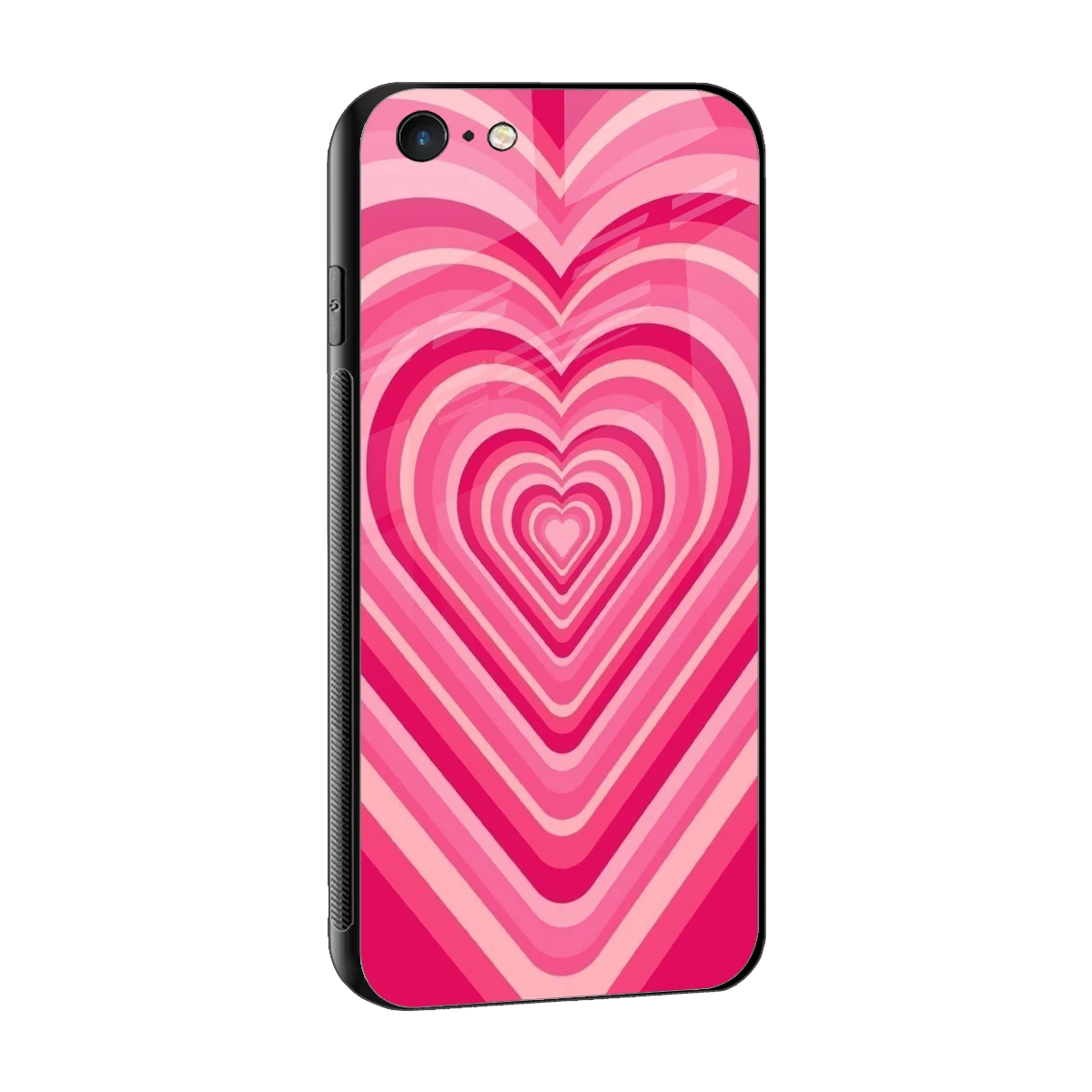 Y2K French Pink Hearts sleek iphone 6s plus cover with tempered glass back and TPU edges
